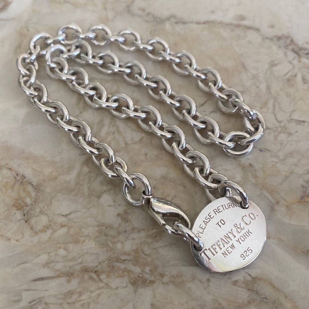 Tiffany & Co. Return To Tiffany Oval Tag Chunky Rolo Link Necklace 925 Sterling - Picture 2 of 12
